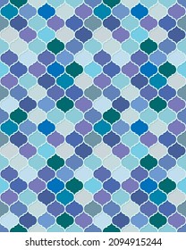 Morroccan tile mosaic pattern, ogee motif if colors. Vector illustration