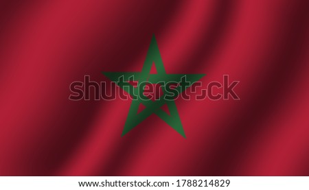 morroco wavy flag vector illustration. textile fabric close up mode