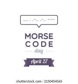 Día del Código Morse. Abril. Burbuja de voz con un mensaje en código más preciso: "Hola". Ilustración vectorial, diseño plano