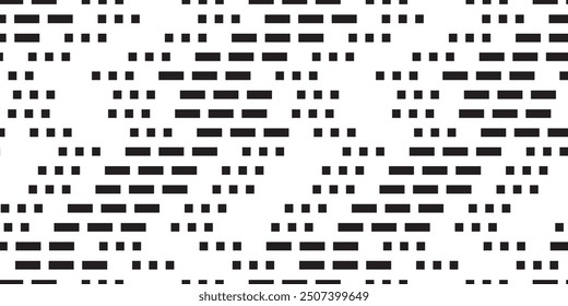 Morse code seamless pattern. Abstract digital bg with specific signs. Squares and rectangles means sos in universal language. Geometric vector texture