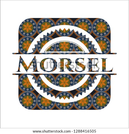 Morsel arabic emblem background. Arabesque decoration.