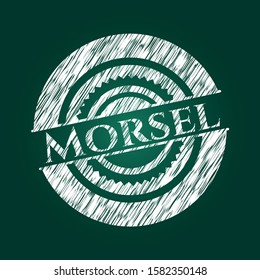 Morsel chalkboard emblem written on a blackboard. Vector Illustration. Detailed.