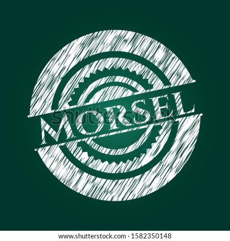 Morsel chalkboard emblem written on a blackboard. Vector Illustration. Detailed.