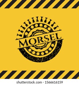 Morsel inside warning sign, black grunge emblem. Vector Illustration. Detailed.