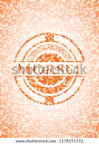 Morsel orange mosaic emblem with background