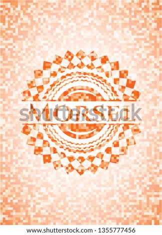 Morsel orange mosaic emblem with background