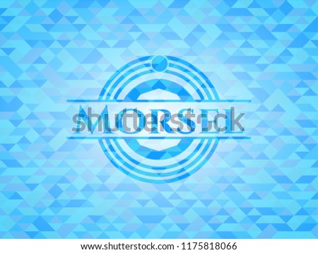 Morsel realistic light blue emblem. Mosaic background