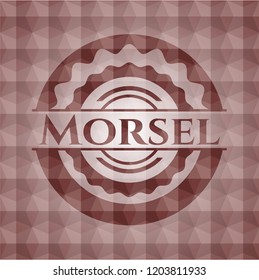 Morsel red geometric emblem. Seamless.