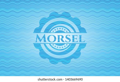 Morsel water wave representation style badge. Vector Illustration. Detailed.