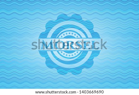 Morsel water wave representation style badge. Vector Illustration. Detailed.