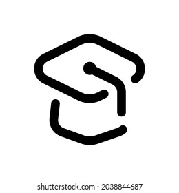 Mortaboard Silhouette Icon On White Background
