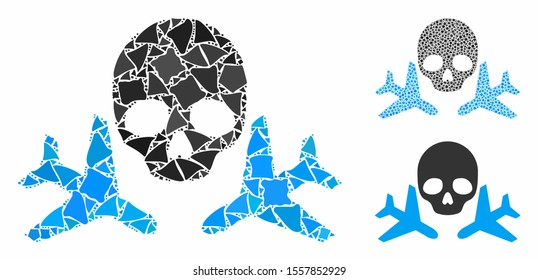 Mortal airplanes composition of rugged items in various sizes and color tints, based on mortal airplanes icon. Vector inequal items are organized into illustration.