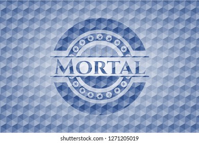 Mortal blue polygonal emblem.