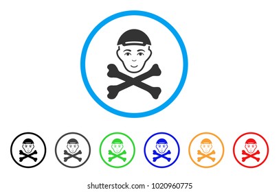 Mortal Boy Head rounded icon. Style is a flat mortal boy head gray symbol inside light blue circle with black, gray, green, blue, red, orange versions. Cheerful mortal boy head vector pictogram.