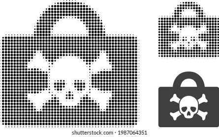 Mortal case halftone dotted icon. Halftone array contains circle points. Vector illustration of mortal case icon on a white background.