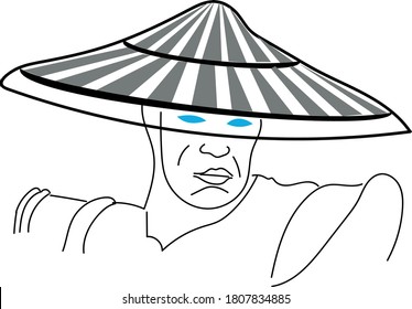 Mortal combat characters raiden head vector illustration graphic design,