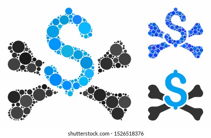 Mortal debt composition for mortal debt icon of small circles in different sizes and color tinges. Vector small circles are composed into blue illustration.