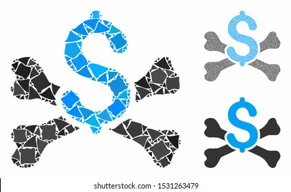 Mortal debt composition of raggy items in different sizes and color tints, based on mortal debt icon. Vector tuberous items are united into collage. Mortal debt icons collage with dotted pattern.