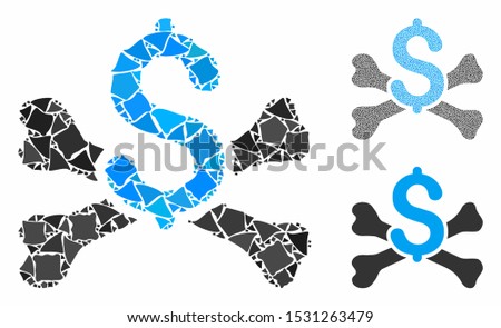 Mortal debt composition of raggy items in different sizes and color tints, based on mortal debt icon. Vector tuberous items are united into collage. Mortal debt icons collage with dotted pattern.