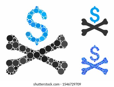 Mortal debt composition of small circles in various sizes and shades, based on mortal debt icon. Vector small circles are united into blue composition.