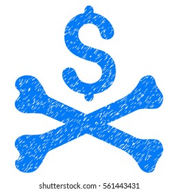Mortal Debt grainy textured icon for overlay watermark stamps. Flat symbol with scratched texture. Dotted vector blue ink rubber seal stamp with grunge design on a white background.