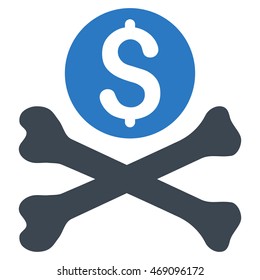 Mortal Debt icon. Vector style is bicolor flat iconic symbol with rounded angles, smooth blue colors, white background.