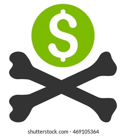 Mortal Debt icon. Vector style is bicolor flat iconic symbol with rounded angles, eco green and gray colors, white background.