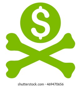 Mortal Debt icon. Vector style is flat iconic symbol with rounded angles, eco green color, white background.
