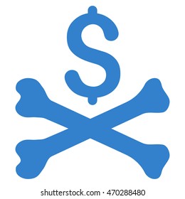 Mortal Debt icon. Vector style is flat iconic symbol with rounded angles, cobalt color, white background.