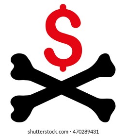 Mortal Debt icon. Vector style is bicolor flat iconic symbol with rounded angles, intensive red and black colors, white background.