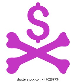 Mortal Debt icon. Vector style is flat iconic symbol with rounded angles, violet color, white background.