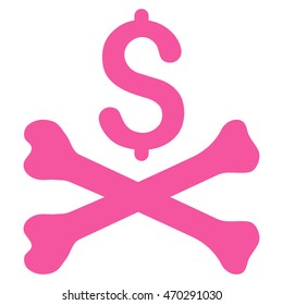 Mortal Debt icon. Vector style is flat iconic symbol with rounded angles, pink color, white background.