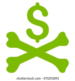 Mortal Debt icon. Vector style is flat iconic symbol with rounded angles, eco green color, white background.