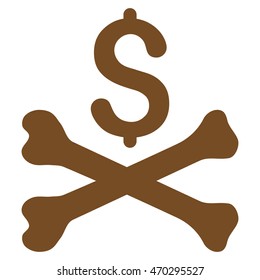 Mortal Debt icon. Vector style is flat iconic symbol with rounded angles, brown color, white background.