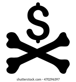 Mortal Debt icon. Vector style is flat iconic symbol with rounded angles, black color, white background.