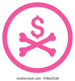 Mortal Debt rounded icon. Vector illustration style is flat iconic symbol, pink color, white background.