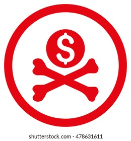 Mortal Debt rounded icon. Vector illustration style is flat iconic symbol, red color, white background.
