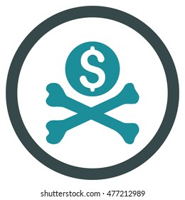 Mortal Debt vector bicolor rounded icon. Image style is a flat icon symbol inside a circle, soft blue colors, white background.