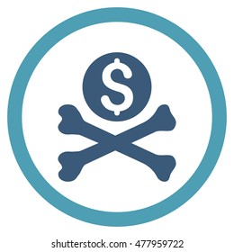 Mortal Debt vector bicolor rounded icon. Image style is a flat icon symbol inside a circle, cyan and blue colors, white background.