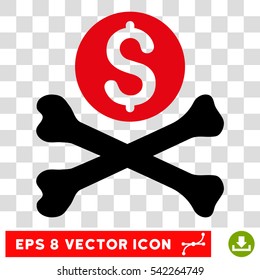 Mortal Debt vector icon. Image style is a flat intensive red and black pictograph symbol.