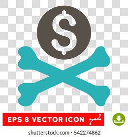 Mortal Debt vector icon. Image style is a flat grey and cyan icon symbol.