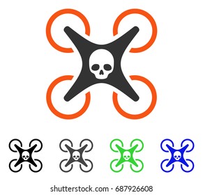 Mortal Drone flat vector pictograph. Colored mortal drone gray, black, blue, green pictogram variants. Flat icon style for graphic design.