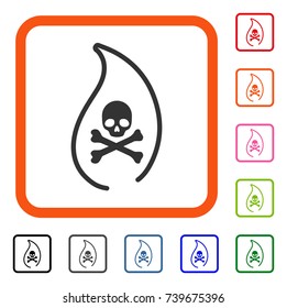 Mortal Flame icon. Flat gray pictogram symbol inside an orange rounded frame. Black, gray, green, blue, red, orange color additional versions of Mortal Flame vector.