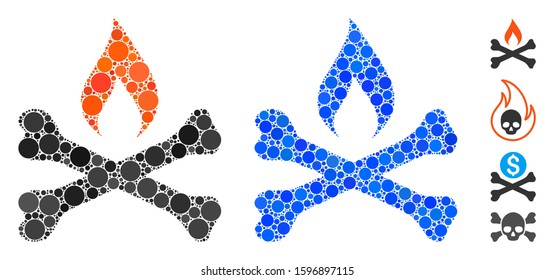 Mortal ignition composition of filled circles in various sizes and color tints, based on mortal ignition icon. Vector filled circles are composed into blue composition.