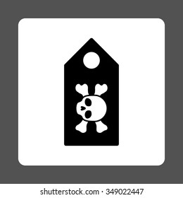 Mortal Label vector icon. Style is flat rounded square button, black and white colors, gray background.