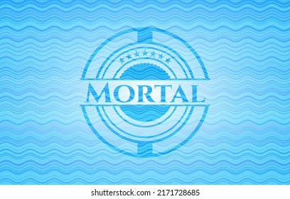 Mortal light blue water badge background. Vector Illustration. Detailed. 