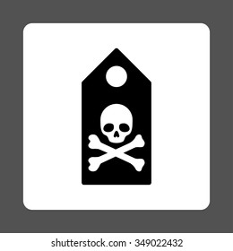 Mortal Mark vector icon. Style is flat rounded square button, black and white colors, gray background.