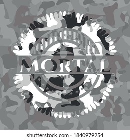 Mortal on grey camouflage texture 