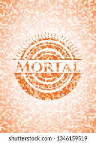 Mortal orange mosaic emblem with background