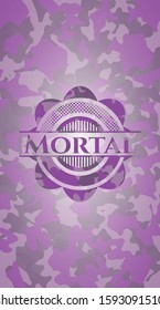 Mortal pink and purple on camo pattern. Vector Illustration. Detailed.